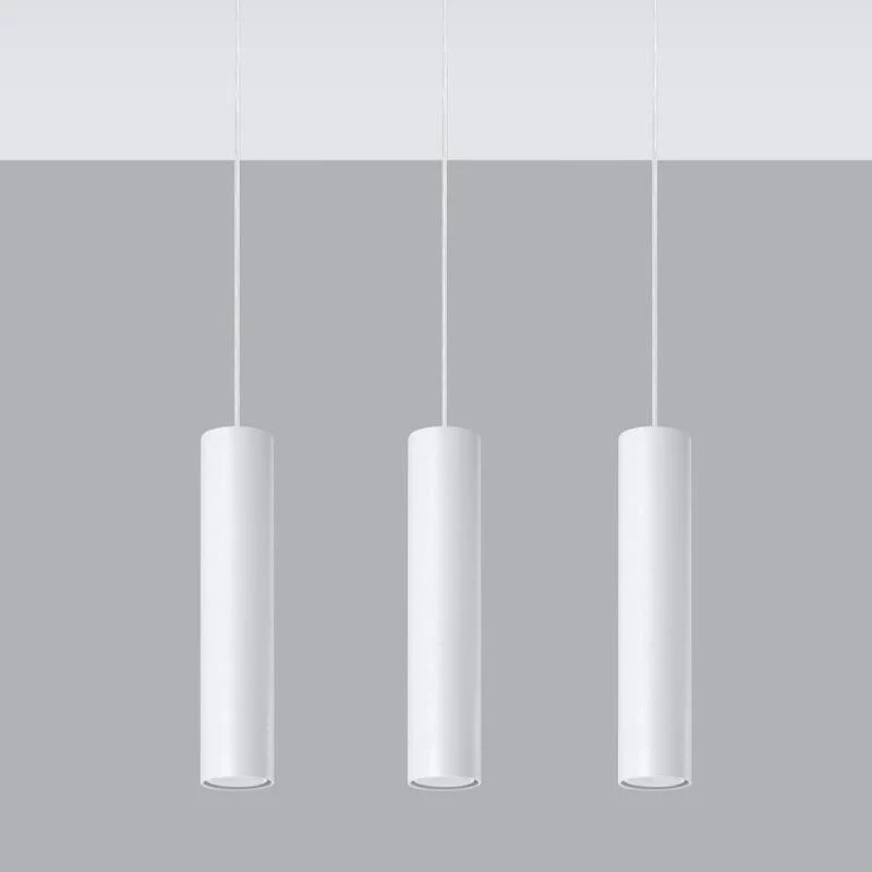 Suspension 3 Lampes Blanc pour Ampoules GU10