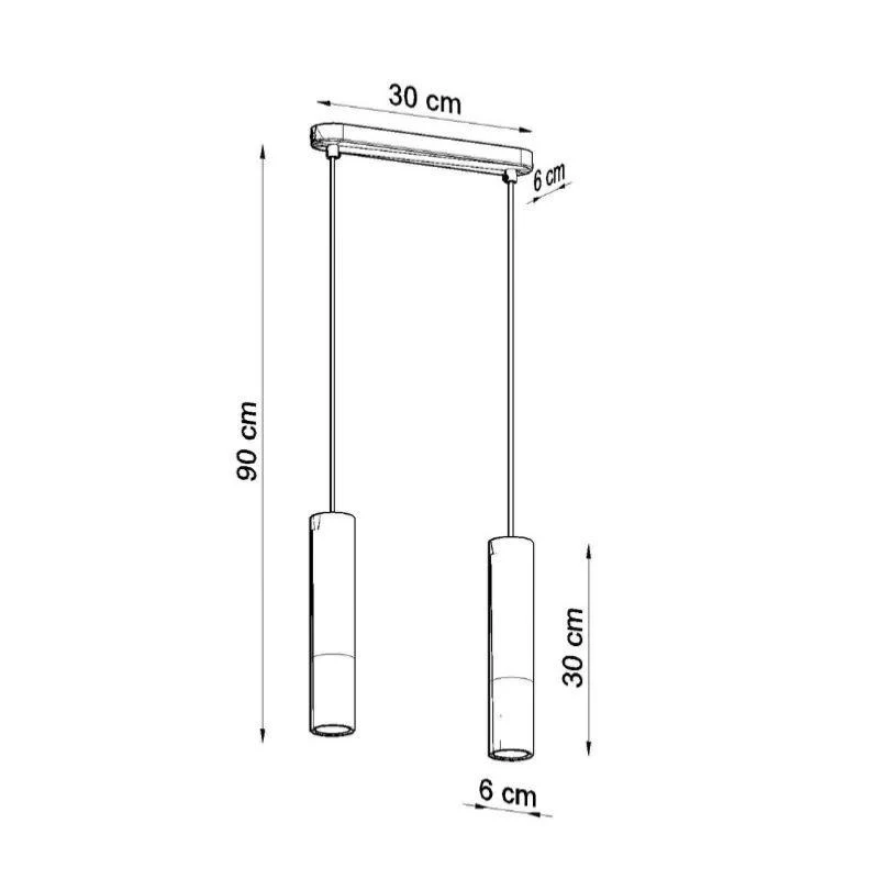 Suspension 2 Lampes Bois Noir pour Ampoules GU10