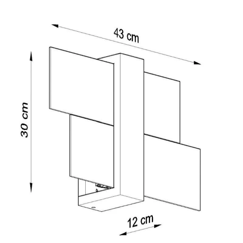 Applique Murale Bois Sombre Rectangles de Verre pour Ampoule E27