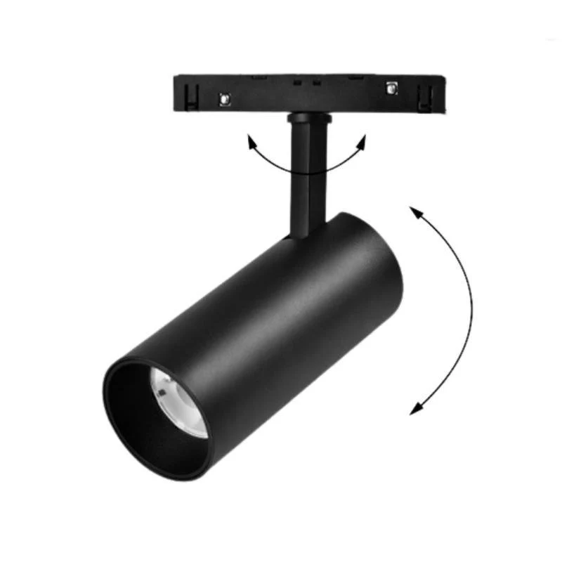 Spot LED sur Rail Magnétique 48V 12W Orientable NOIR