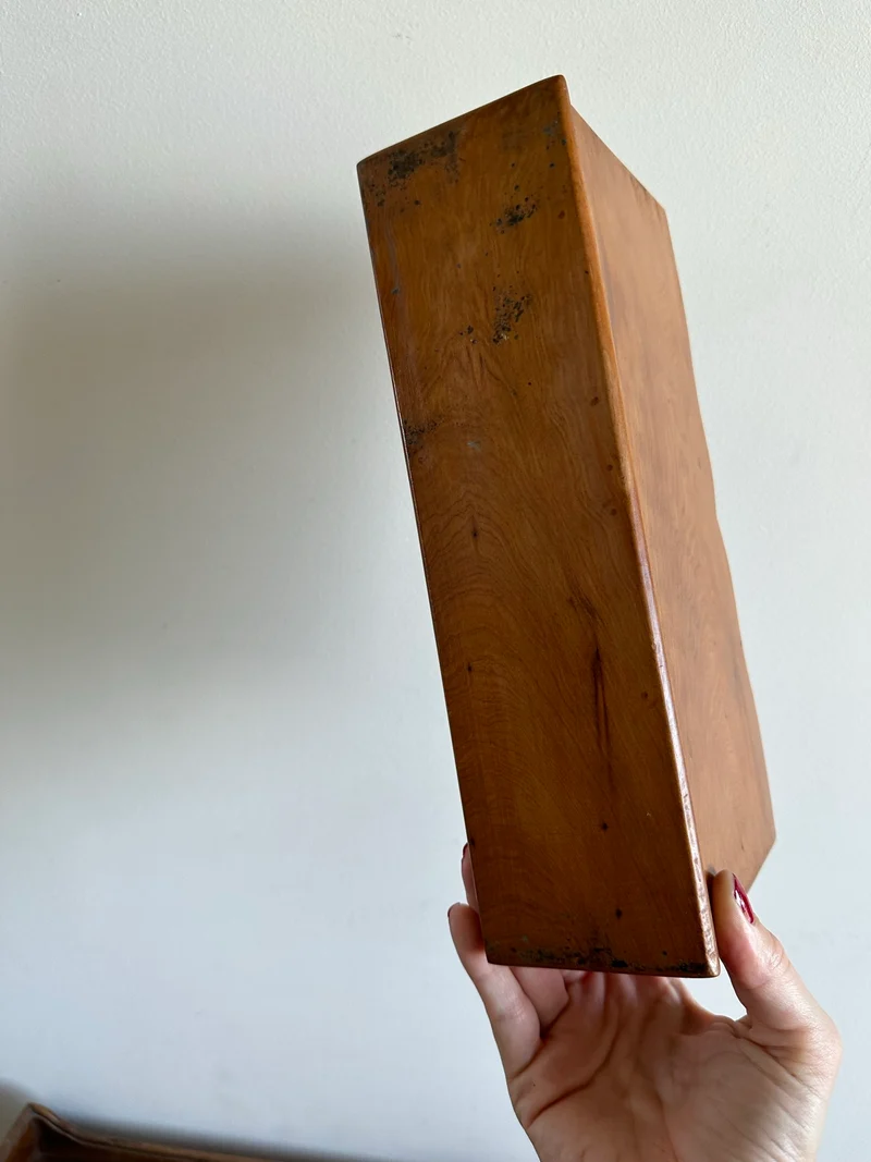 Porte courrier en bois d'olivier naturel