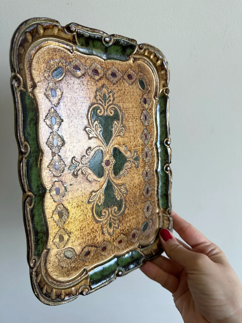 Plateaux florentins rectangulaires vintage S