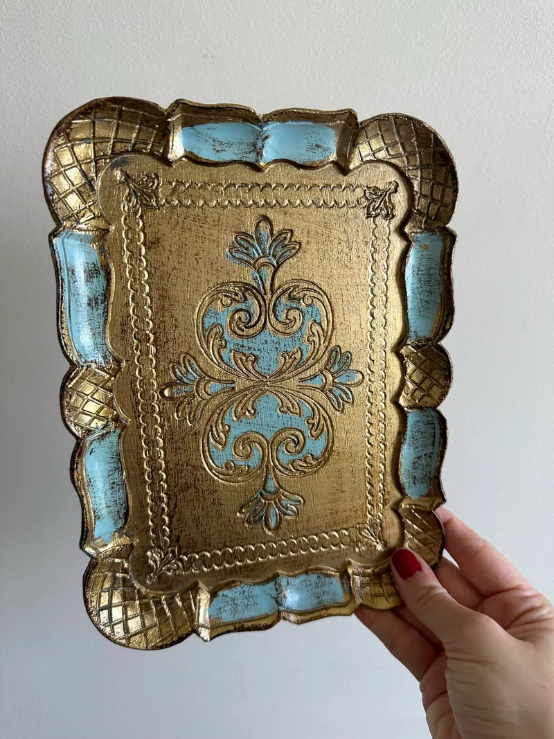 Plateaux florentins rectangulaires vintage S