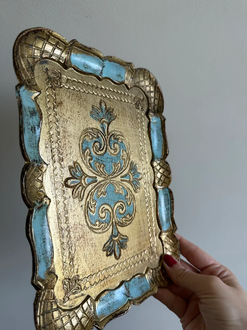 Plateaux florentins rectangulaires vintage S
