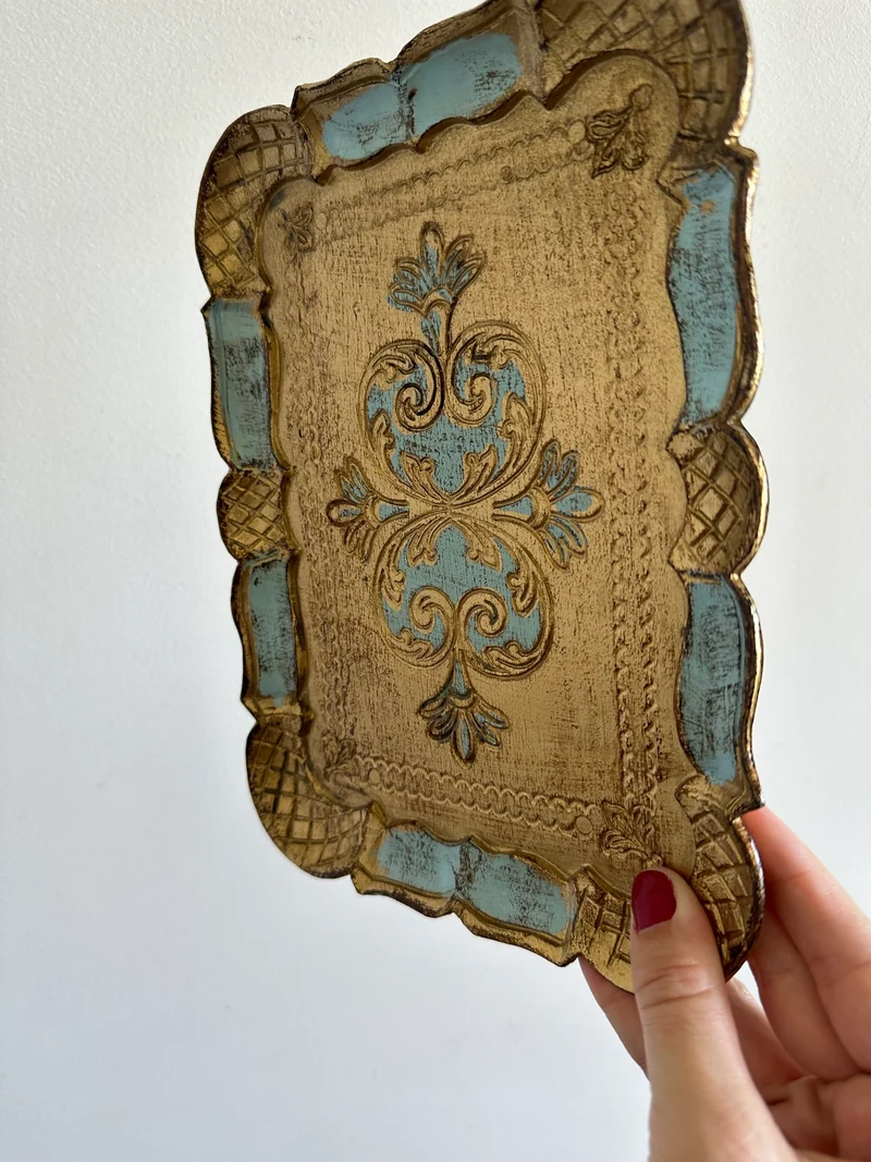 Plateaux florentins rectangulaires vintage S