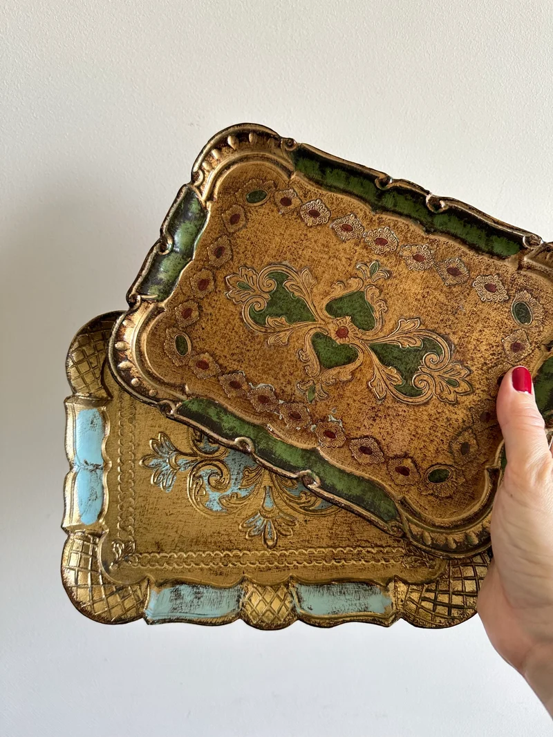 Plateaux florentins rectangulaires vintage S