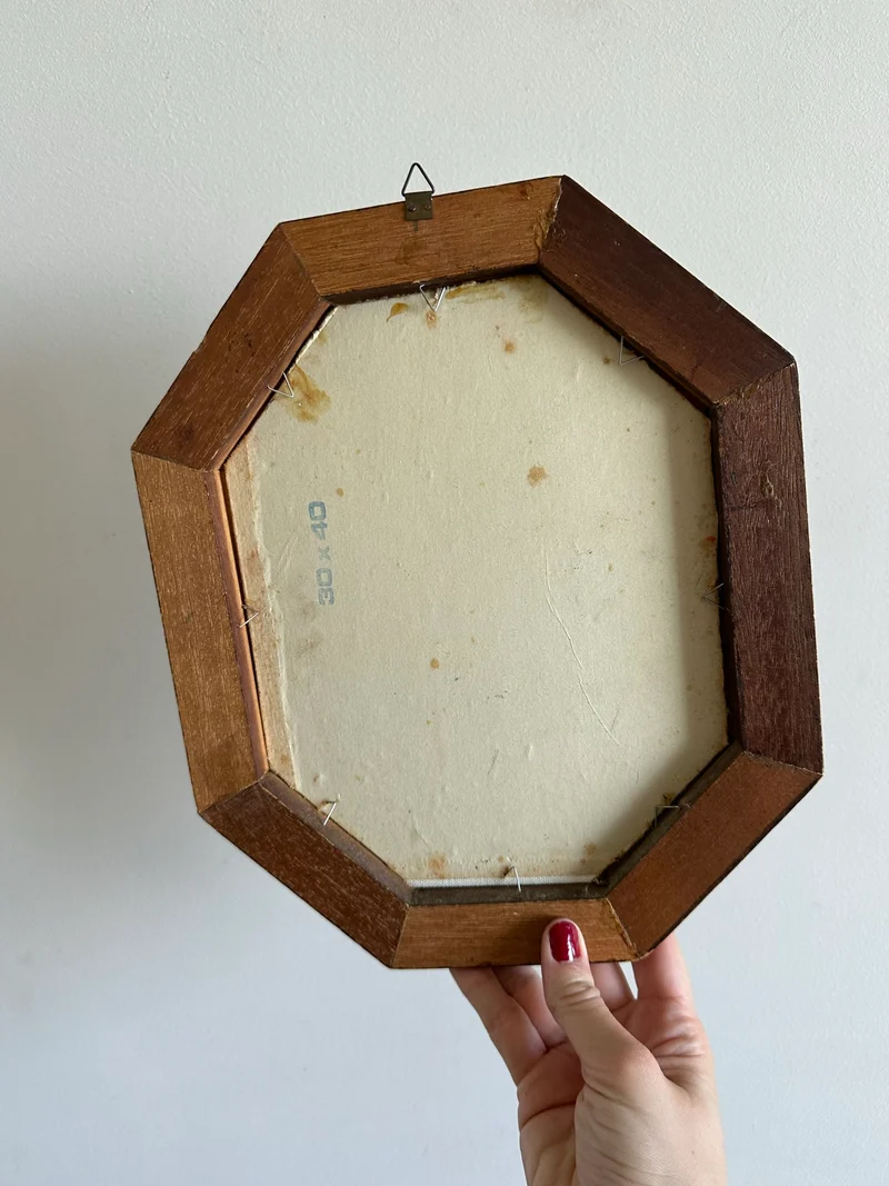 Peintures florales cadre en bois hexagonal