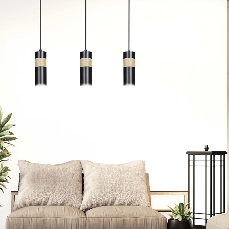Suspension Luminaire Noir Et Bois