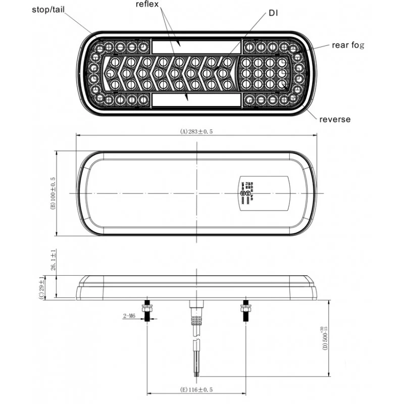 Lampe de remorque à DEL avec indicateur dynamique, arrêt, queue, brouillard et marche arrière