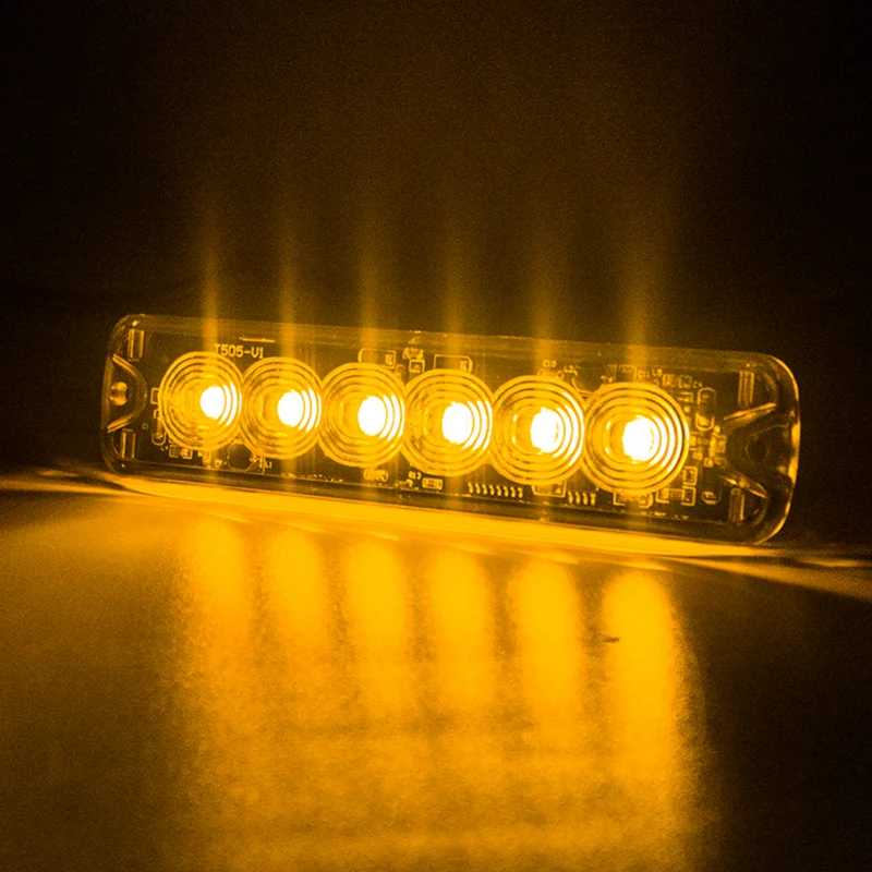 Lumière stroboscopique d'avertissement de danger Slimline / 6 LED / Ambre