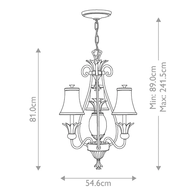 Lustre Plantation 3 lumières - Nickel antique poli