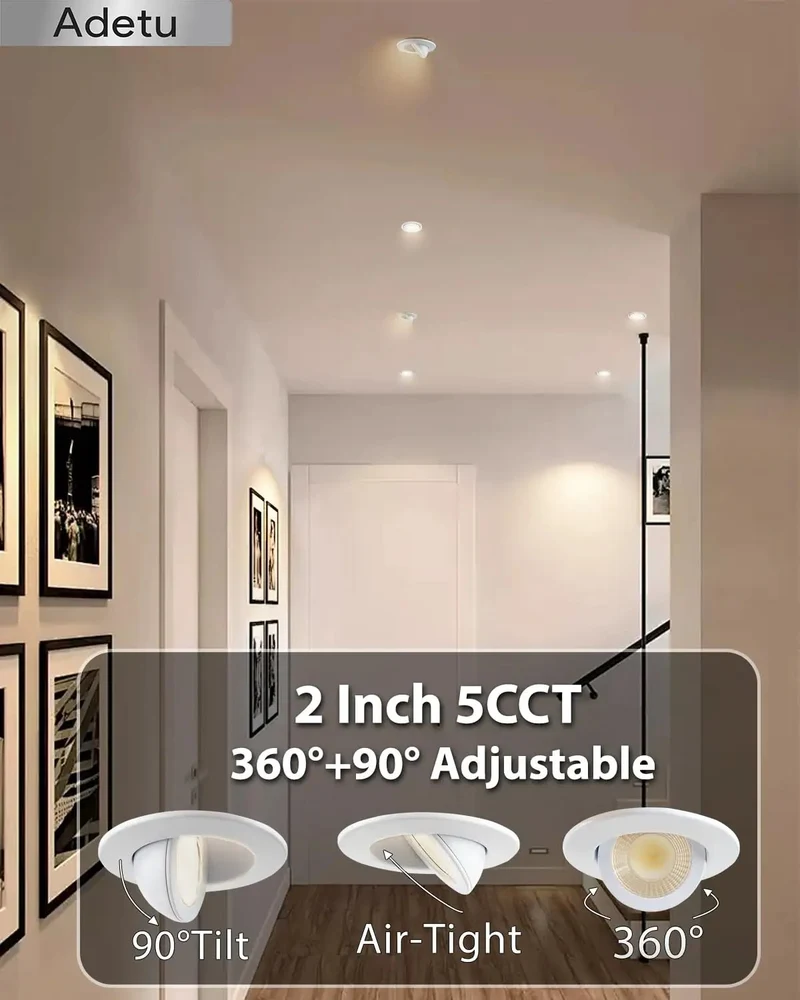 Heavy Duty 2 Inch LED Gimbal Recessed Lights 4 Pack Slick Adjustable Ceiling Spots With 5CCT Color Shuffle Top Shelf 550 Lumen Bright Zero Hustle Retrofit Canless Mount For Everyday Spaces