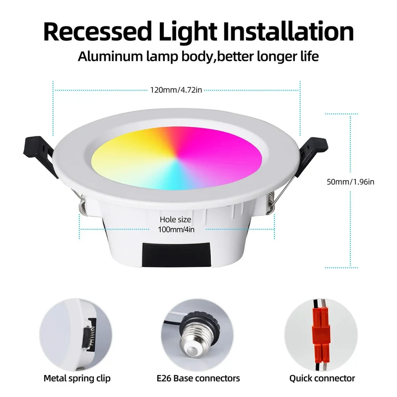 4 Pack Smart Recessed Lights 4 Inch Zigbee Led Downlights With Killer Color Changing Compatible With Alexa And Google Assistant Hub App And Voice Control Rgbw Cct 3000K To 6000K Badass Easy Install Ceiling Rig