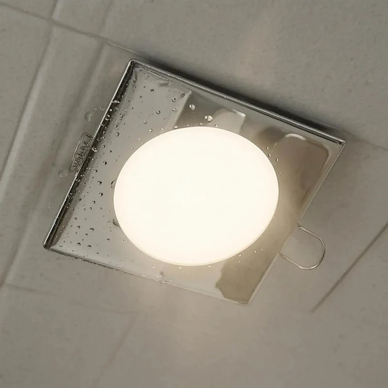 Square LED Recessed Light Dimmable 0 To 10 IP65 Waterproof Ceiling Fixture With Straight Shot Spring Clip Mount For Damp Spaces That Make It Easy To Dial In Crisp Bright Lighting Anywhere