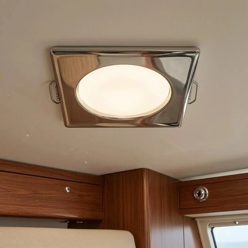 Slick Square Led Recessed Downlight Featuring 3000k Warm White Finish And Smooth Dimmable Controls With Sturdy Spring Clip Hardware For Chill Bedroom And Long Hallway Ceiling Setups