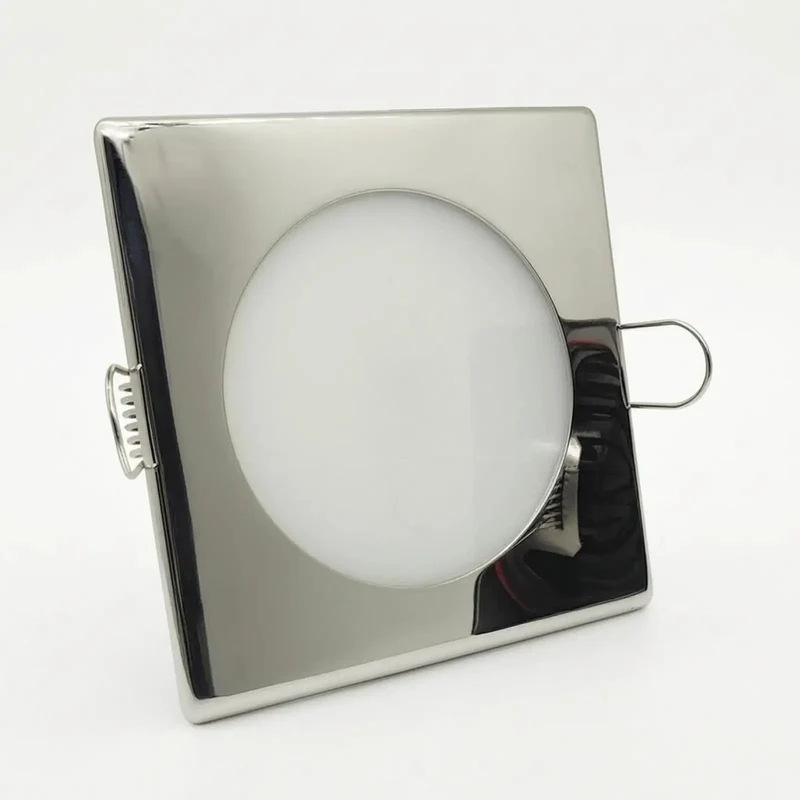 Square Led Recessed Light With Warm White 3000K Trim Stainless Steel Indoor Ceiling Spotlight 7 Watt Bright Overhead Fixture For No Hassle Drop In Install And Top Tier Home Glow