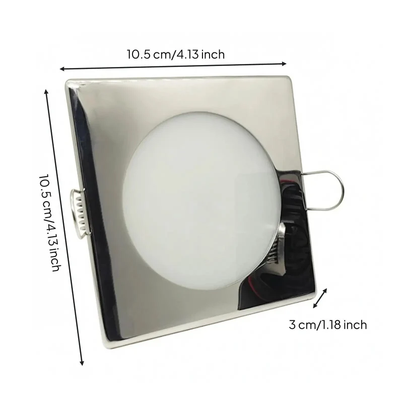 Square Led Recessed Light With Warm White 3000K Trim Stainless Steel Indoor Ceiling Spotlight 7 Watt Bright Overhead Fixture For No Hassle Drop In Install And Top Tier Home Glow