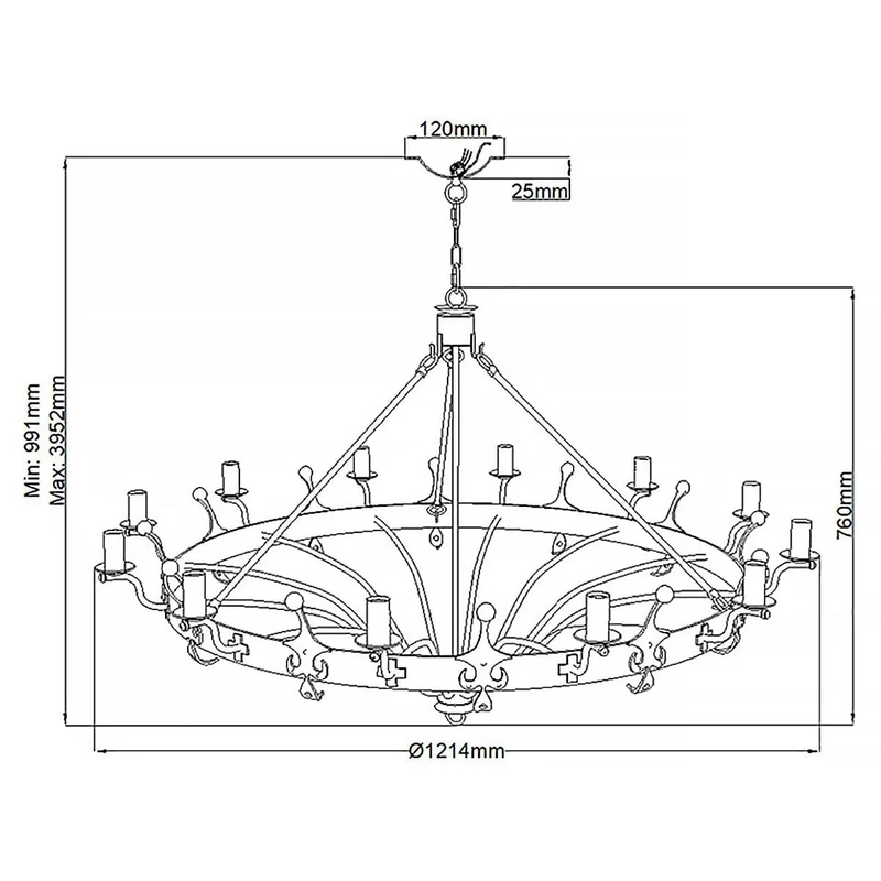 Grand Lustre Ancien Noir