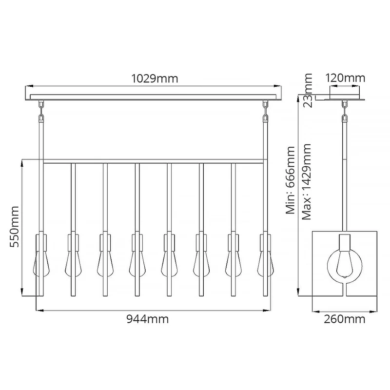 Lustre Suspension Noire