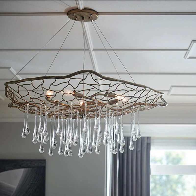 Lustre Contemporain Doré Gouttes