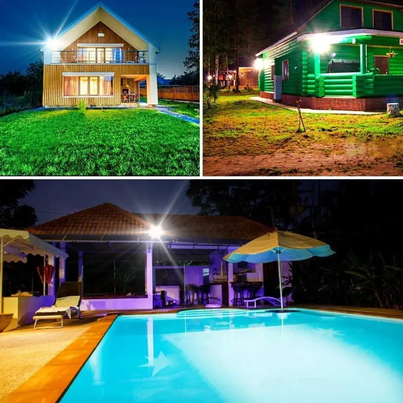 Top Shelf Outdoor Solar Flood Lights With Remote Control 50W 6000 Lumen LED Hella Bright Heavy Duty Weatherproof IP66 3 Switchable Color Tones And Dusk To Dawn Sensor