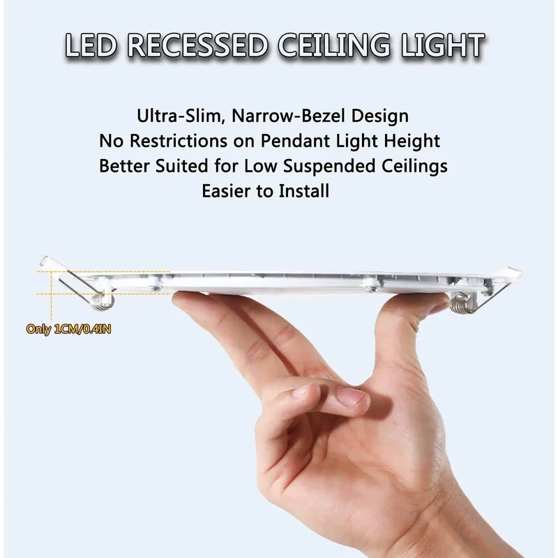 Super Slick 8 Inch IC Rated LED Recessed Light, 18W 1260 LM Flat Panel Downlight With Dead Simple Canless Setup, Adjustable 3000K To 6000K Bright Output, Total Breeze Install Featuring Crisp White Trim
