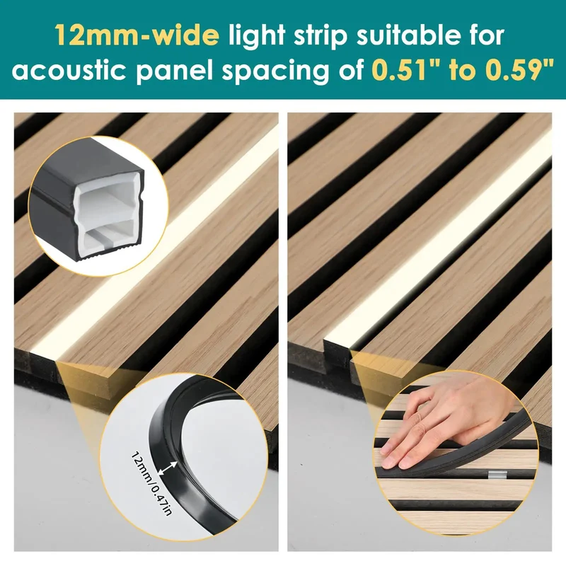 8 Piece Led Recessed Light Kit with Touch Control plus Dimmable 3000k Warm Cob Strip Lighting featuring Mix and Match Sizes Metal Mount Clips to Level Up Gaming Room Acoustic Wood Slat Wall Ambiance