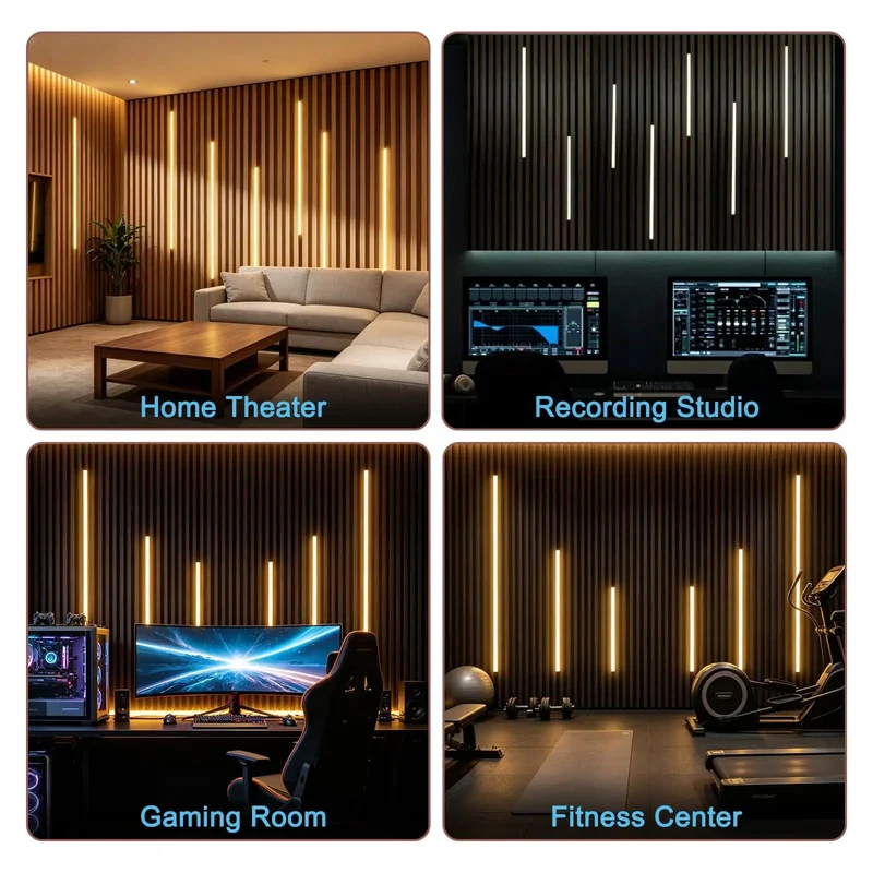 8 Piece Led Recessed Light Kit with Touch Control plus Dimmable 3000k Warm Cob Strip Lighting featuring Mix and Match Sizes Metal Mount Clips to Level Up Gaming Room Acoustic Wood Slat Wall Ambiance