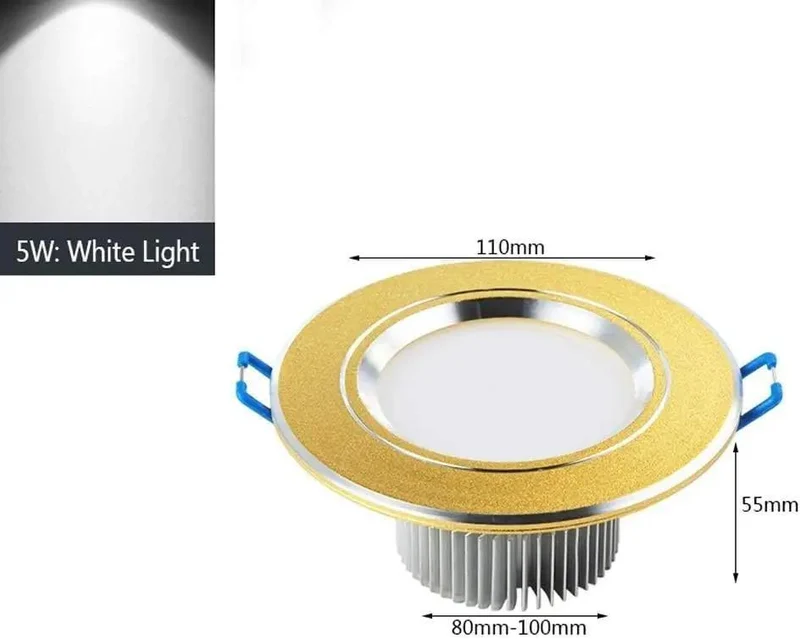 Slick Aluminum Recessed Lighting Trim Kit Featuring A Snappy 5W LED Downlight, Quick Snap Retrofit Install For Existing Ceilings, Rich Gold Finish For Kitchens, Bathrooms, And Laid Back Indoors