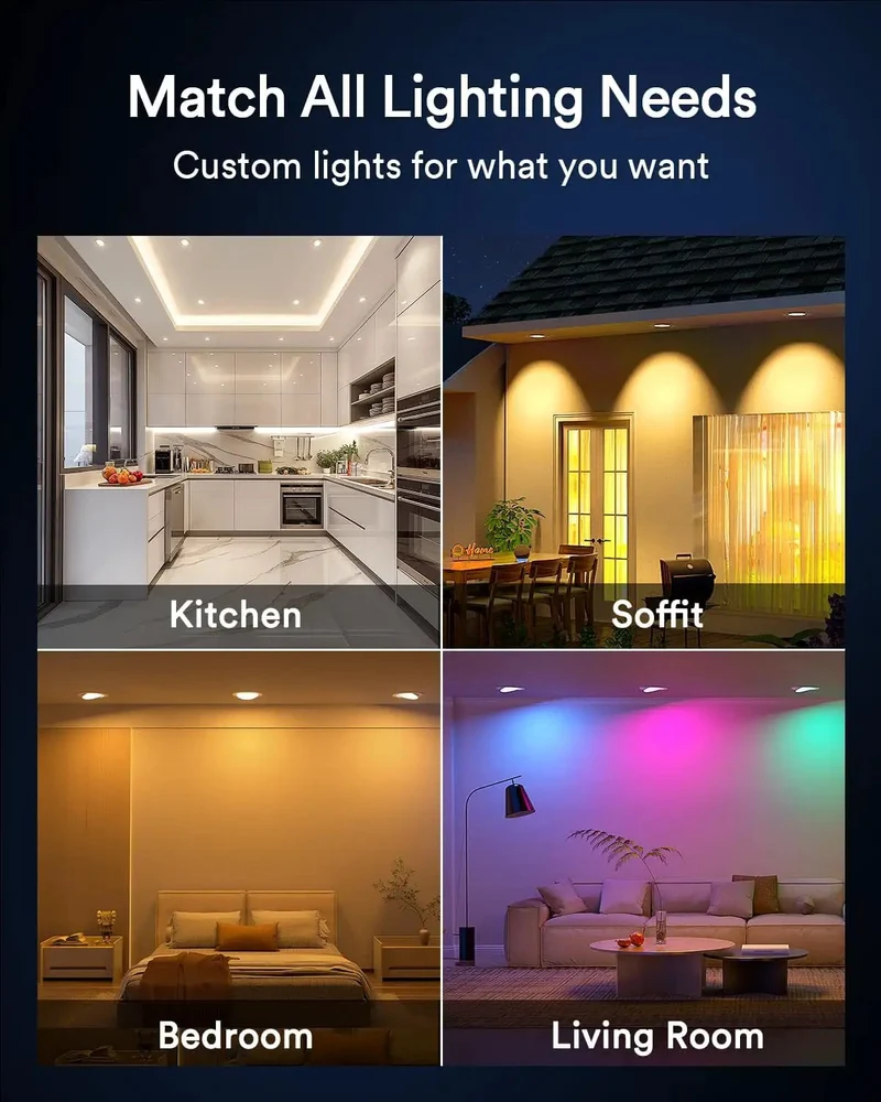 Smart Recessed Can Light Six Inch Gimbal Adjustable RGBWW With WiFi Remote Control Smooth Directional Spotlight For Modern Home Decor And Chill Living Spaces Room Glow Up Fix