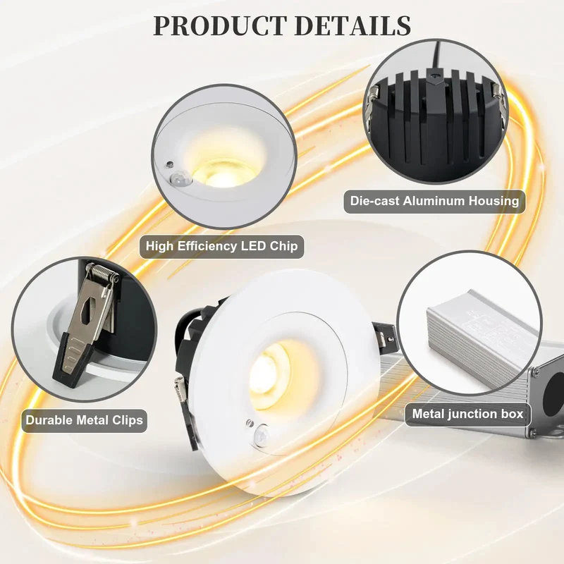 Super Straight Install Smart Motion Activated Recessed Downlights 3 Inch 3000K Warm White LED Ceiling Spots For Tight Hallways Pantries Auto Shutoff 2 Pack