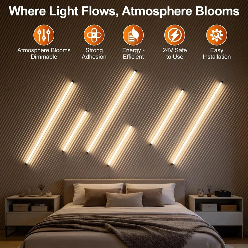 6 Pcs LED Recessed Lighting Kit 39 Inch Dimmable 3000K Warm White Strips With Responsive Touch Switch For Wood Acoustic Slat Walls WPC Decor To Get The Place Lit Right Now