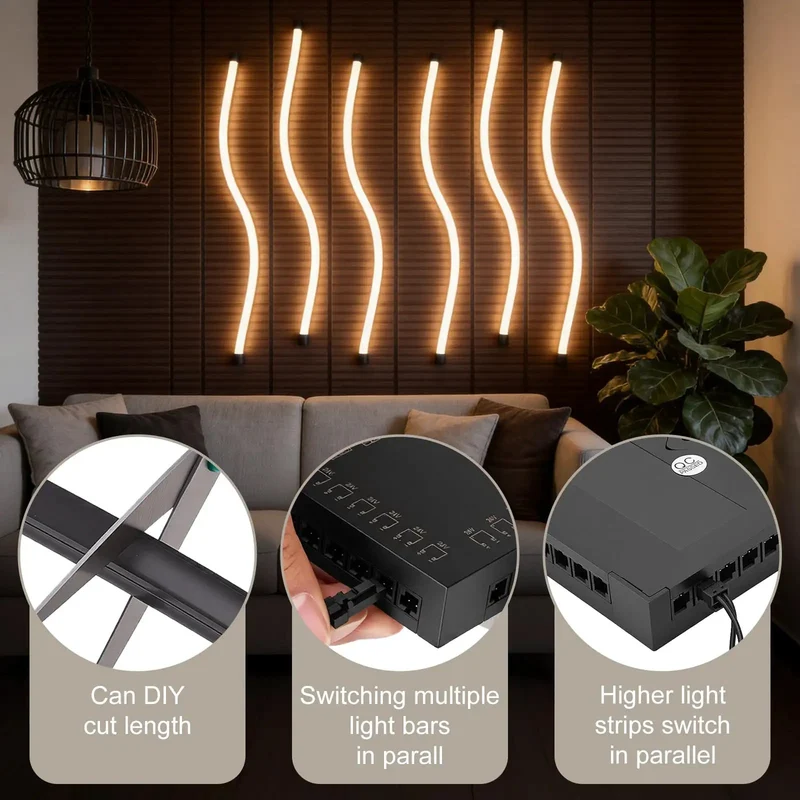 6 Pcs LED Recessed Lighting Kit 39 Inch Dimmable 3000K Warm White Strips With Responsive Touch Switch For Wood Acoustic Slat Walls WPC Decor To Get The Place Lit Right Now
