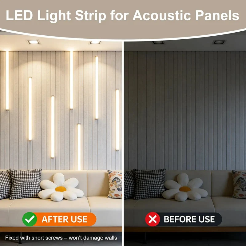 6 Pcs LED Recessed Lighting Kit 39 Inch Dimmable 3000K Warm White Strips With Responsive Touch Switch For Wood Acoustic Slat Walls WPC Decor To Get The Place Lit Right Now