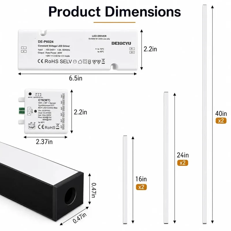 Super Smooth Smart LED Recessed Lighting Kit 6 Pack Black Self Adhesive Light Bars With App And Voice Control Dimmable Adjustable Color Temperature Hella Easy Peel And Stick Mount