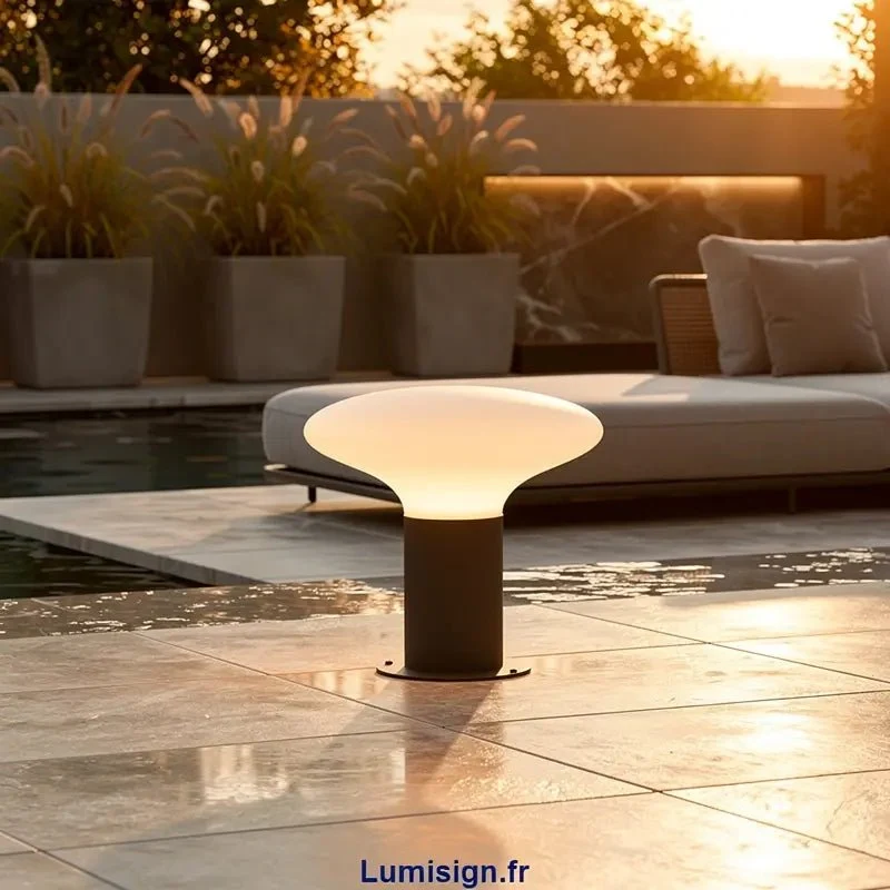 Borne de jardin BLUB'S-P gris - Luminaire extérieur moderne E27