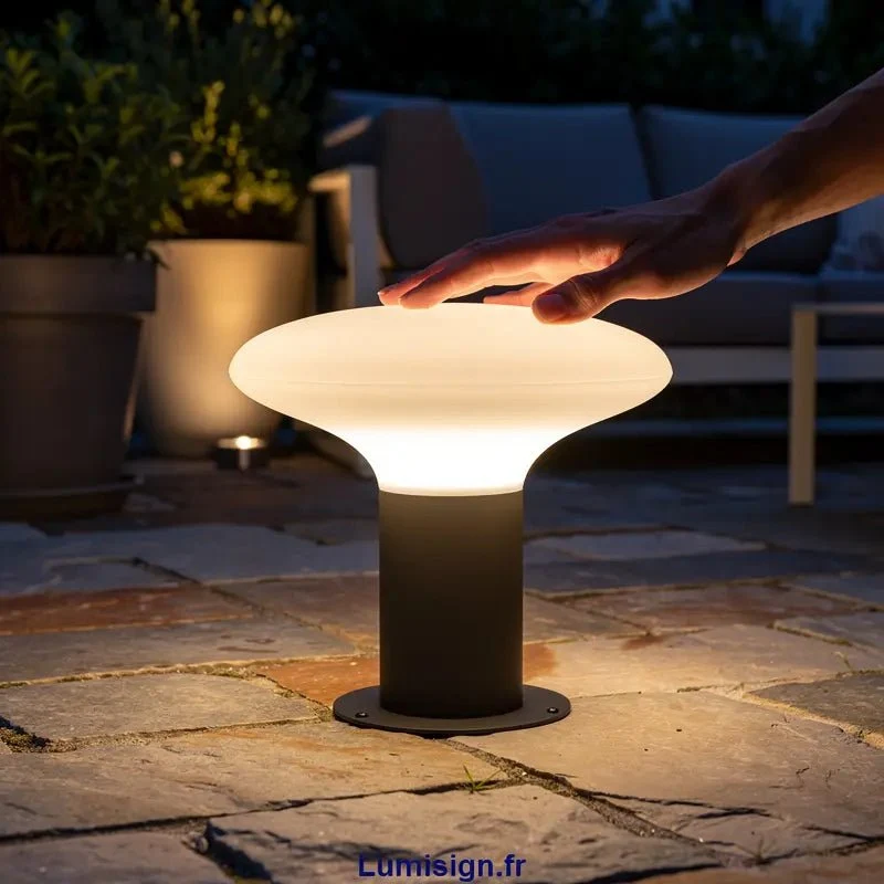 Borne de jardin BLUB'S-P gris - Luminaire extérieur moderne E27