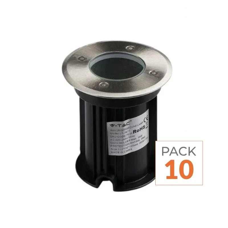 Spot LED Extérieur Encastrable IP65 pour Ampoule GU10 - Pack de 10