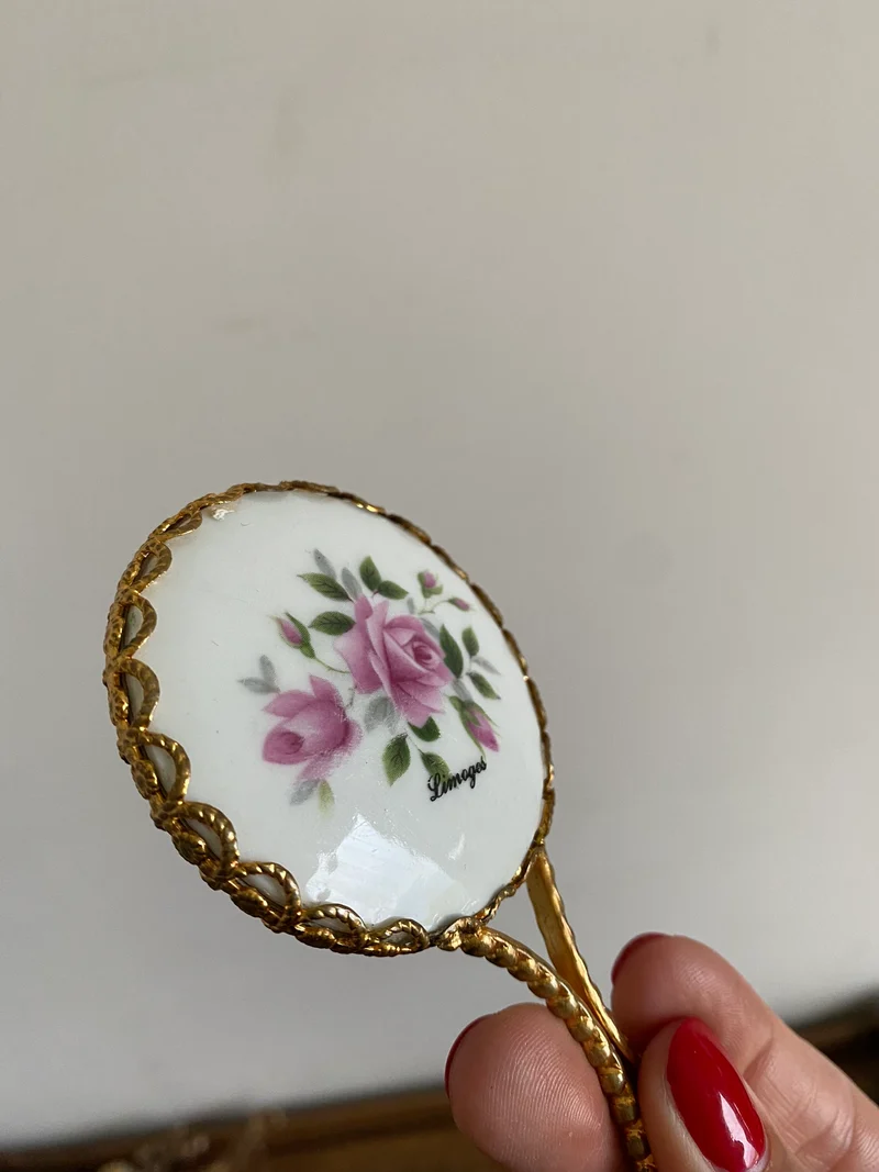 Miroirs à main miniatures en porcelaine