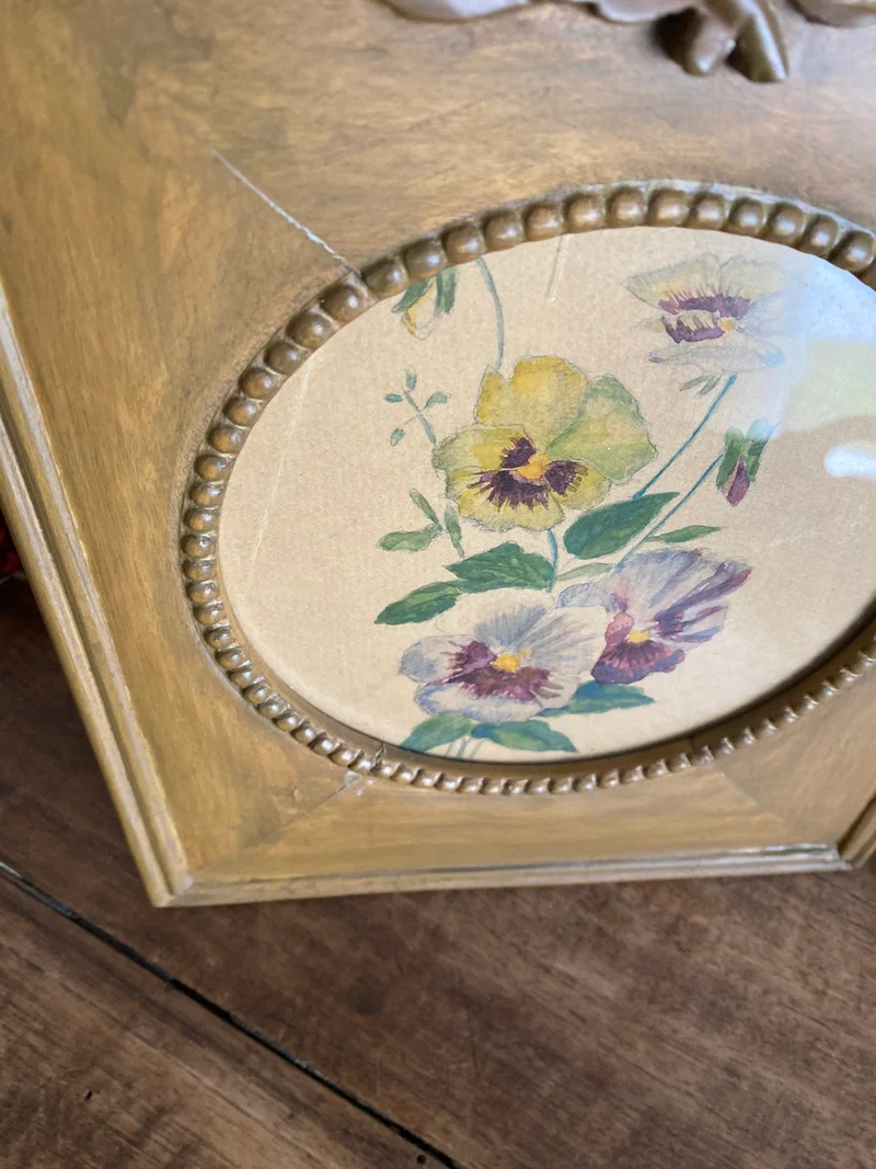 Peinture florale dans cadre en bois peint à la main à poser