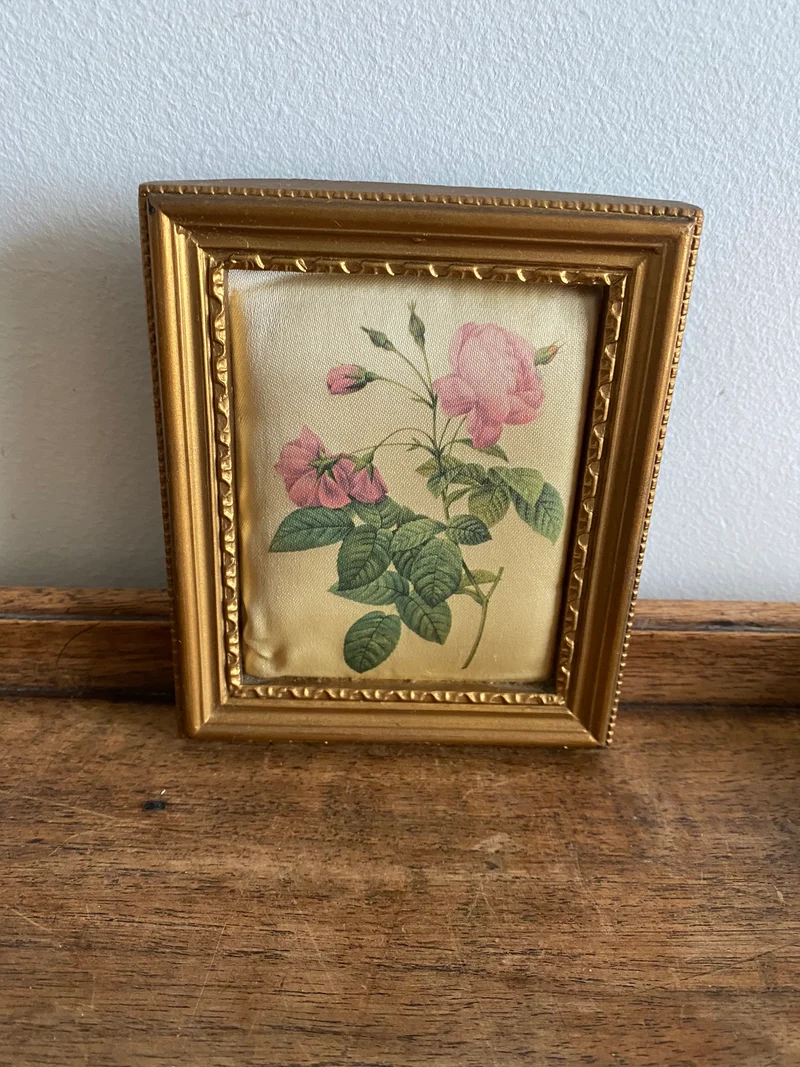 Impression style redouté miniature cadre en résine doré