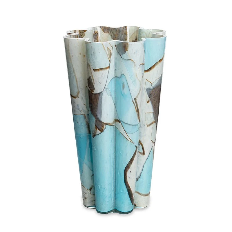 Stories of Italy Aquamarine Flower Bucket Vase