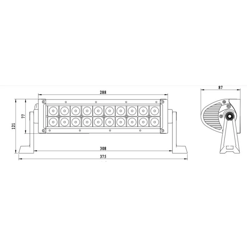 Mini barre lumineuse LED 11" à faisceau large / 275 mm