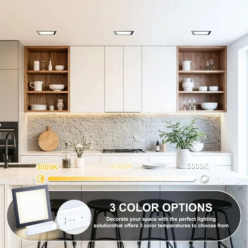 Skip The Electrical Hassle With Super Chill 8 Inch Square Recessed Ceiling Light 3Cct Dimmable Black 2 Pack Tool Free Diy Install Easy Setup Bright Glow Featuring Integrated Junction Box For A Swift Upgrade That Works Like Magic For A Stellar Home
