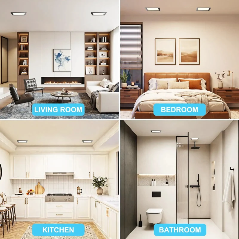 Skip The Electrical Hassle With Super Chill 8 Inch Square Recessed Ceiling Light 3Cct Dimmable Black 2 Pack Tool Free Diy Install Easy Setup Bright Glow Featuring Integrated Junction Box For A Swift Upgrade That Works Like Magic For A Stellar Home