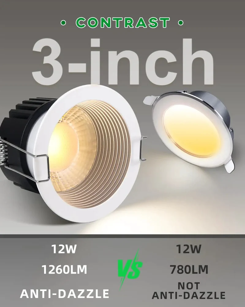 3 Inch Led Recessed Ceiling Lights With Deep Anti Glare Baffles For Zero Nonsense Glow, 5Cct Tunable To Warm Plus Smooth Dimming Control, Fresh Downlights Perfect For Bedroom And Home Projects, Includes 4 Pack Of White Can Lights