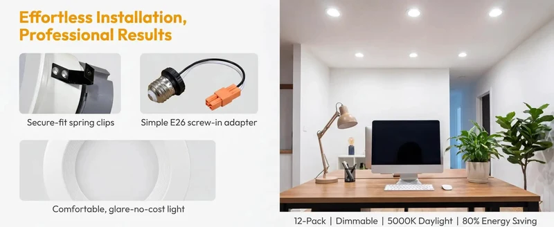 12 Pack 4 Inch Led Retrofit Recessed Can Lights Featuring Baffle Trim Dimmable Daylight White 5000K Bulbs Ic Rated Damp Location Safe E26 Base Low Wattage High Lumen Output Built To Last A Lifetime Upgrade Your Home Game Today With This Stacked Deal