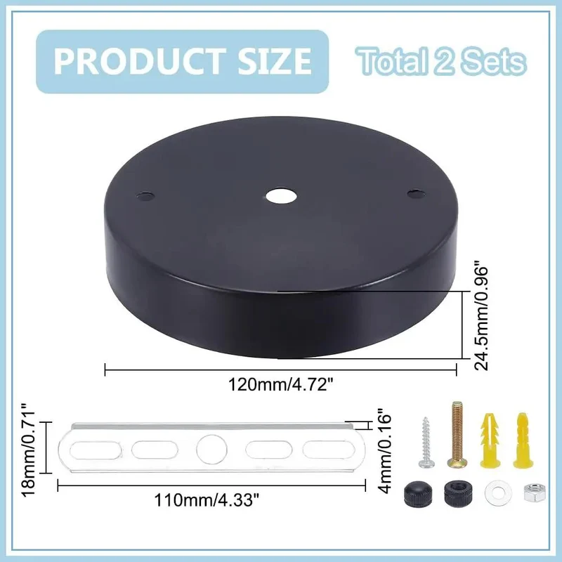 Heavy Duty Matte Black Steel Ceiling Canopy Kit With Sturdy Mounting Plates And Rock Solid Support Bars For Fast Pendant Light Swaps Includes Every Bit Of Gear You Need
