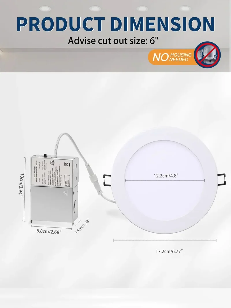 12 Pack Six Inch Led Recessed Ceiling Lights With Crisp 6000K White Glow And Slim Canless Wafer Design For Super Easy Quick Snap Installment In Any Dapper Modern Home Or Office Space