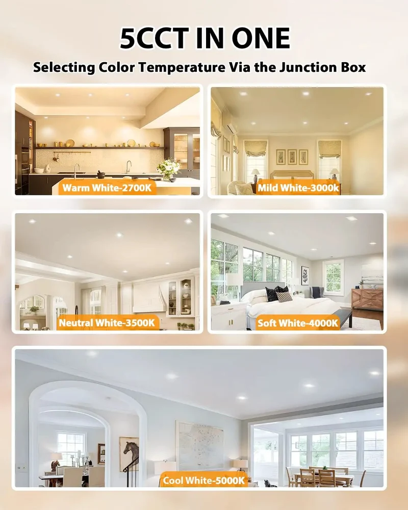Ultra Thin Square Led Recessed Lighting 4 Inch Flat Panel Ceiling Fixture 4 Pack With 5 Dialable Color Levels And Hella Easy Plug And Play Install For Modern Rooms